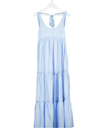 River Island Tiered Maxi Dress In Blue UK 6 - Reliked