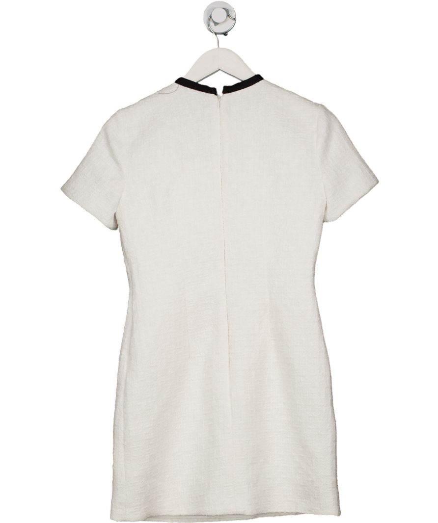 River Island White Boucle Short Sleeve Dress UK 6 - Reliked