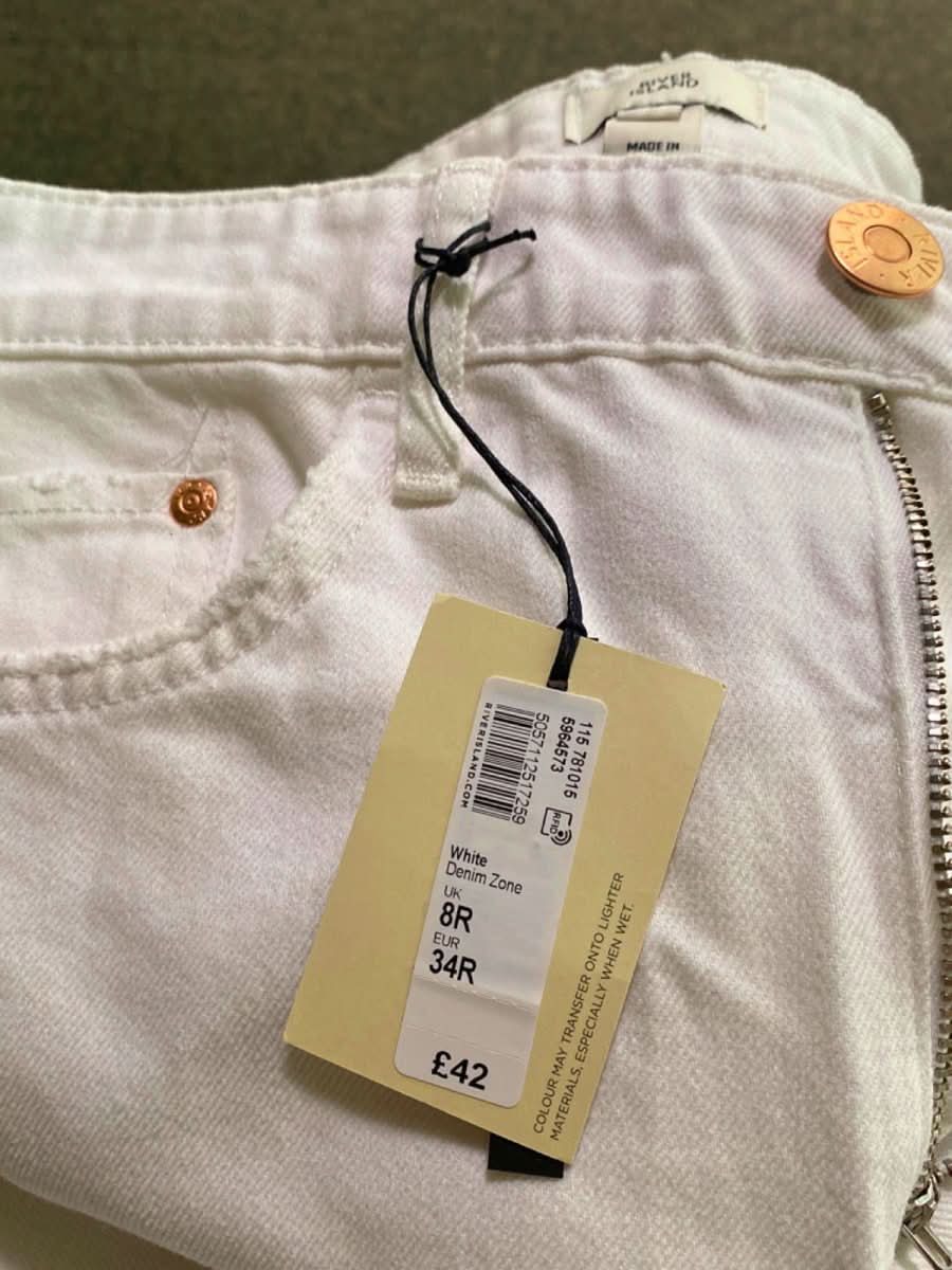 River Island White Carrie Denim Zone Jeans UK 8R - Reliked