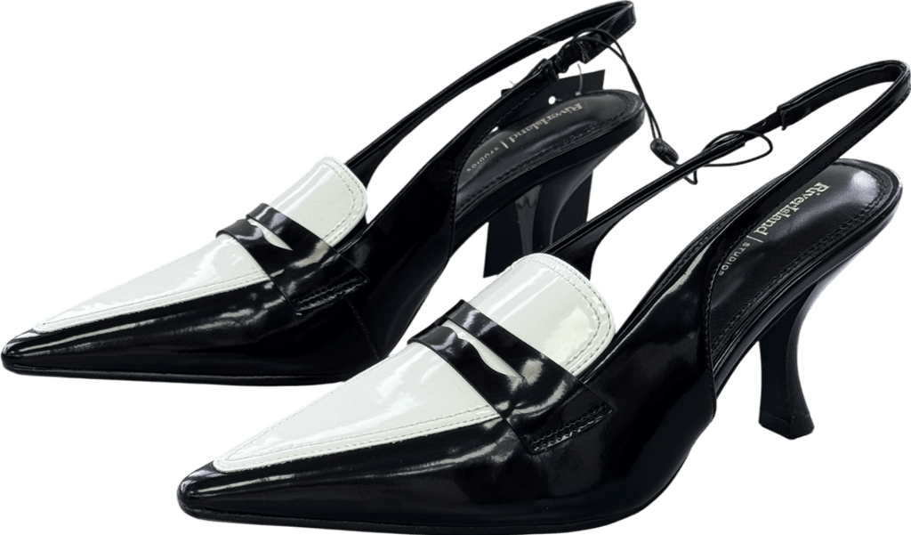 River Island X Olivia Attwood Black Monochrome Slingback Pointed Heels UK 4 EU 37 👠 - Reliked