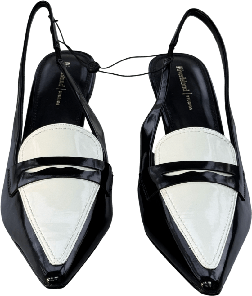 River Island X Olivia Attwood Black Monochrome Slingback Pointed Heels UK 6 EU 39 👠 - Reliked