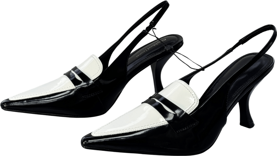 River Island X Olivia Attwood Black Monochrome Slingback Pointed Heels UK 6 EU 39 👠 - Reliked