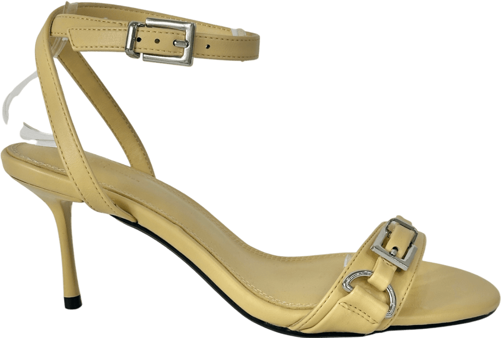 River Island Yellow Buckle Heeled Sandals UK 5 EU 38 👠 - Reliked