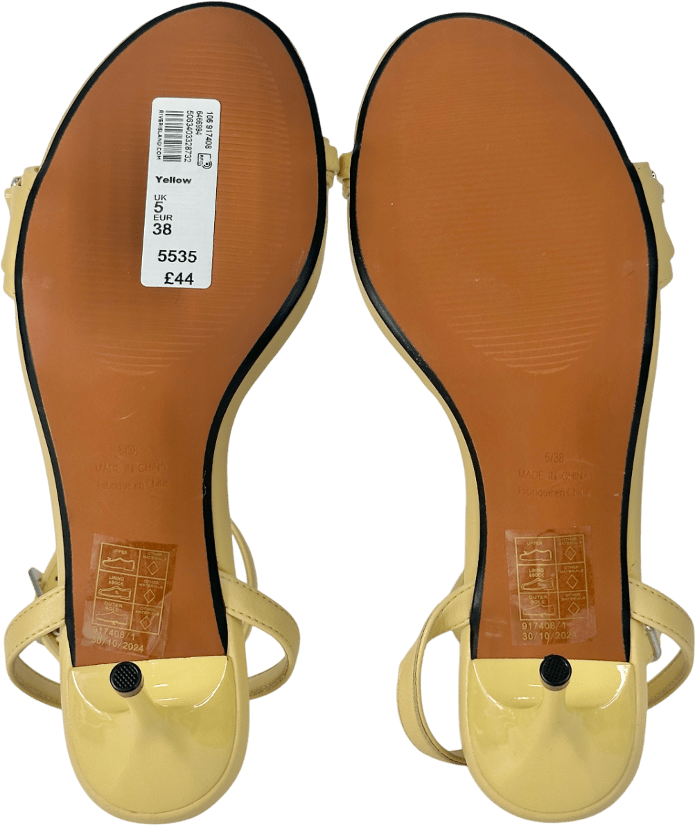 River Island Yellow Buckle Heeled Sandals UK 5 EU 38 👠 - Reliked