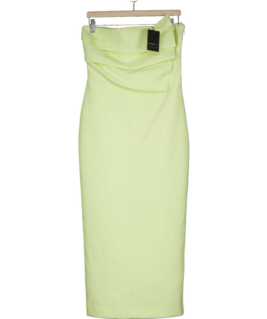 River Island Yellow Sculpted Bandeau Tailored Midi Dress UK 10 - Reliked