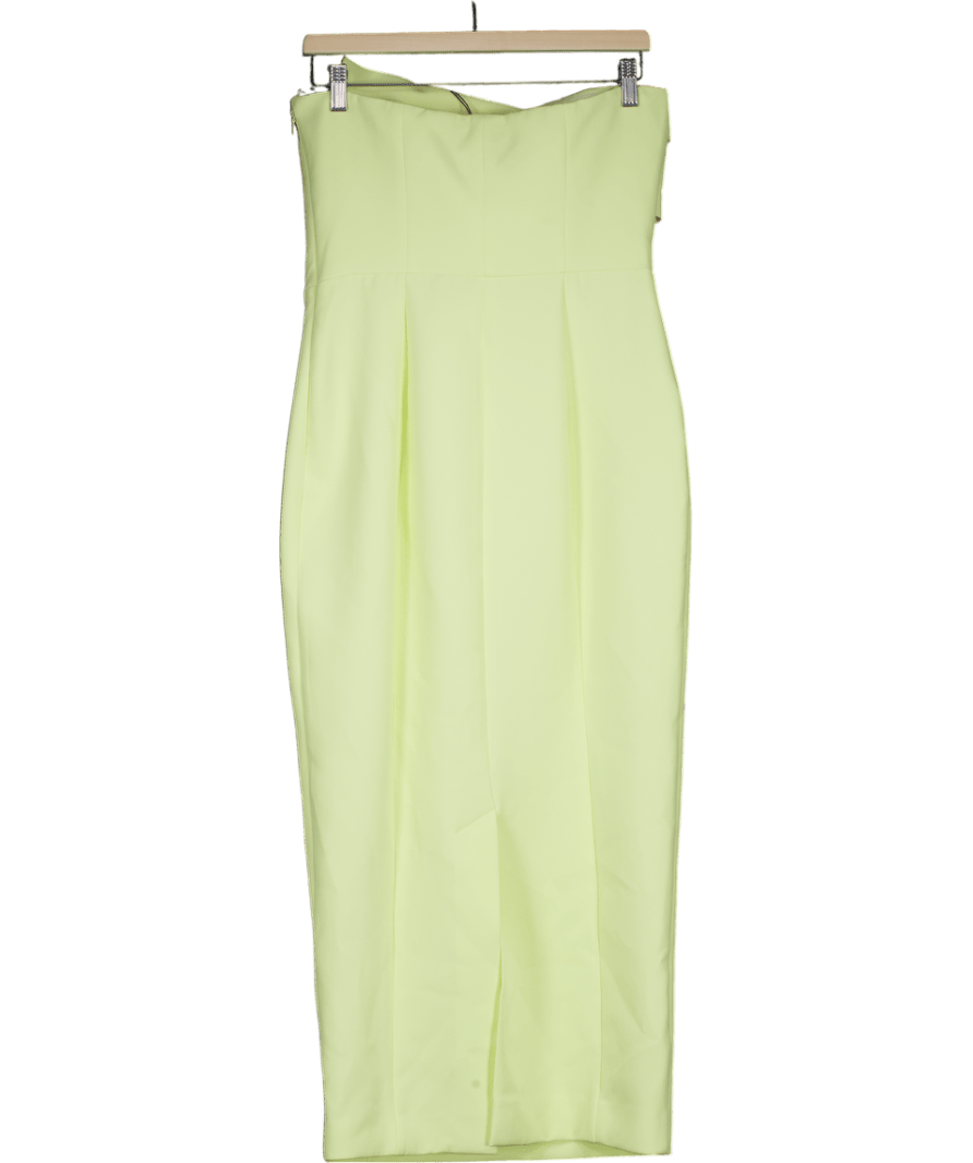 River Island Yellow Sculpted Bandeau Tailored Midi Dress UK 10 - Reliked