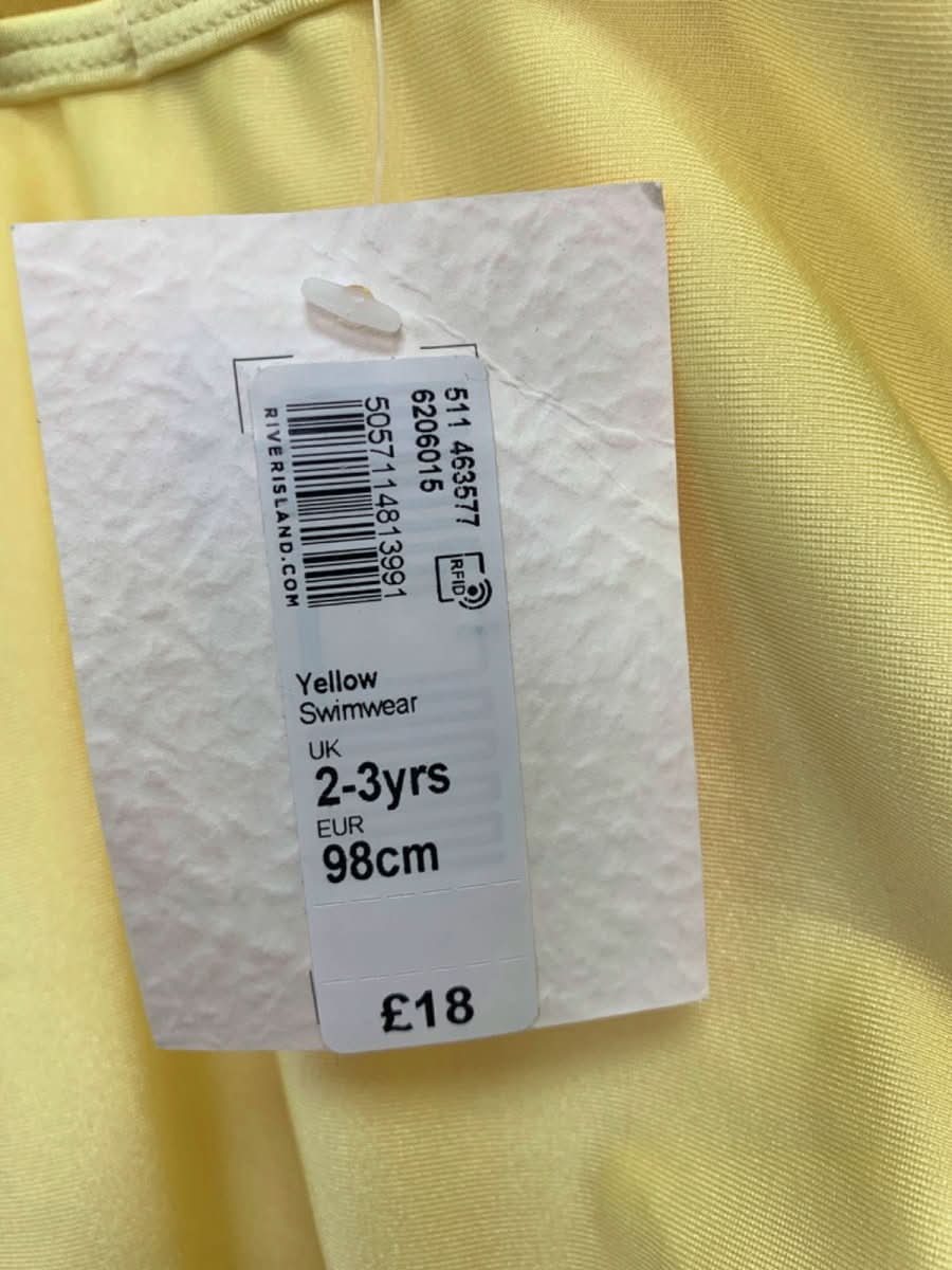 River Island Yellow Swimwear 2/3 Years - Reliked