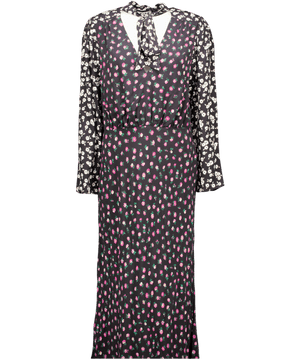 RIXO Black Anika Floral Crêpe Maxi Dress Sz L UK 14