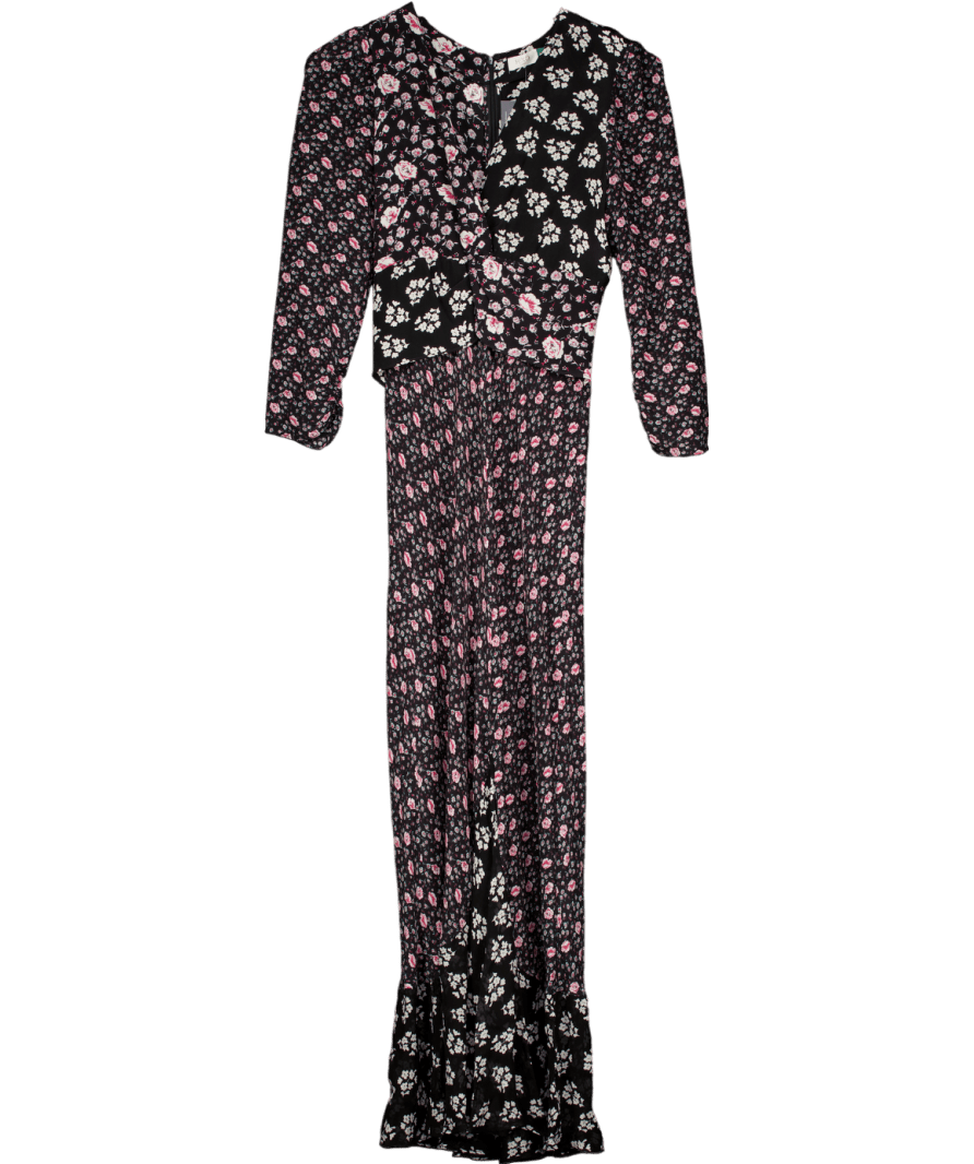 RIXO Black Chelsea Panelled Floral - print Midi - dress In Micro Bunch Floral UK XS - Reliked