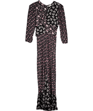 RIXO Black Chelsea Panelled Floral-print Midi-dress In Micro Bunch Floral UK XS