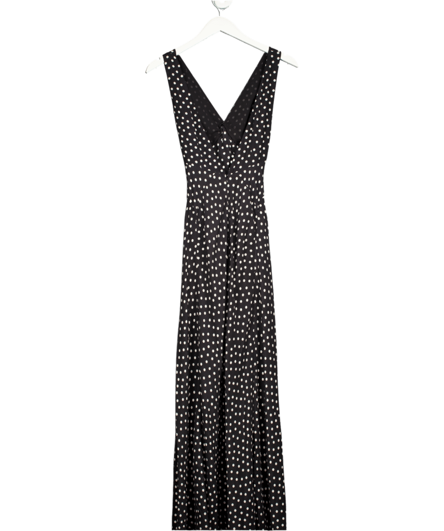 Rixo Black Federica Polka Dot - print Silk - chiffon Maxi Dress UK 6 - Reliked