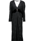 Rixo Black Floral - jacquard Maxi Dress With Crystal Embellished Velvet Bow UK 12 - Reliked