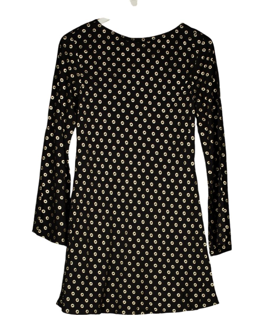 RIXO Black / Gold Ridley Printed Silk Mini dress UK 8 - Reliked