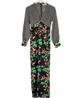 RIXO Black Leah Silk Jumpsuit In Mixed Cherry Blossom & Mini Star UK S - Reliked