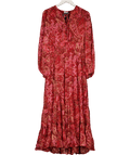 RIXO Lori Burgundy Red Metallic Maxi Dress UK XS - Reliked