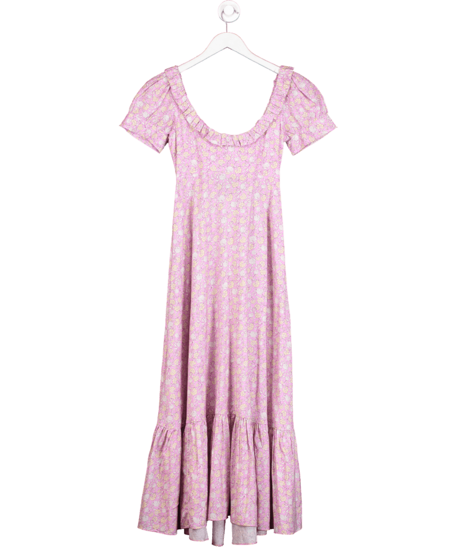 Rixo Pink Kendall Cotton Midi Dress UK XXS - Reliked