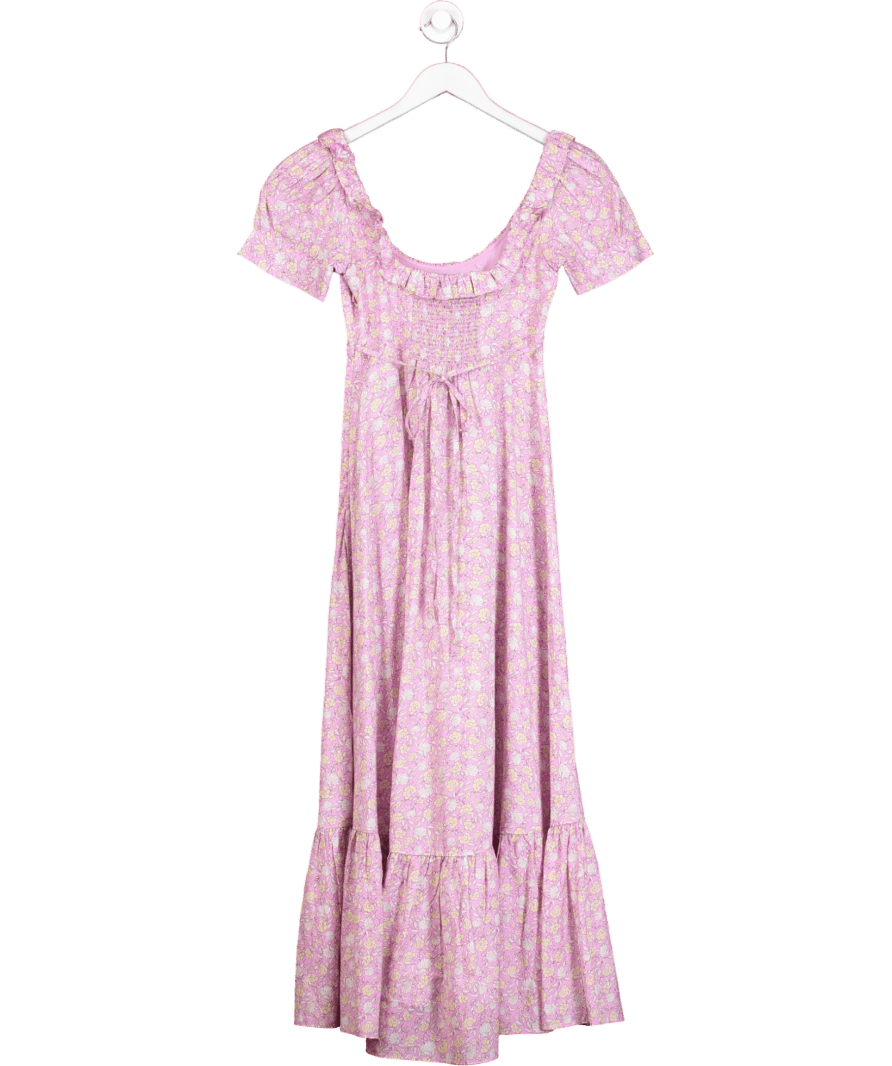 Rixo Pink Kendall Cotton Midi Dress UK XXS - Reliked