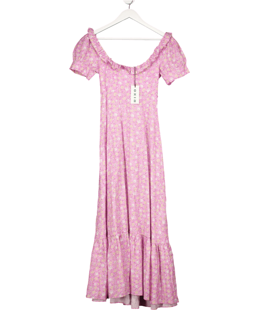 Rixo Pink Sorana Cotton Blend Midi Dress UK 6 - Reliked