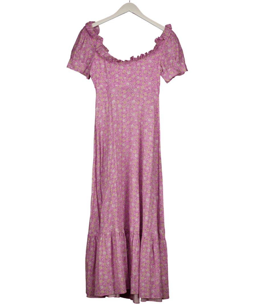 Rixo Purple Sorana Cotton Blend Midi Dress UK 8 - Reliked