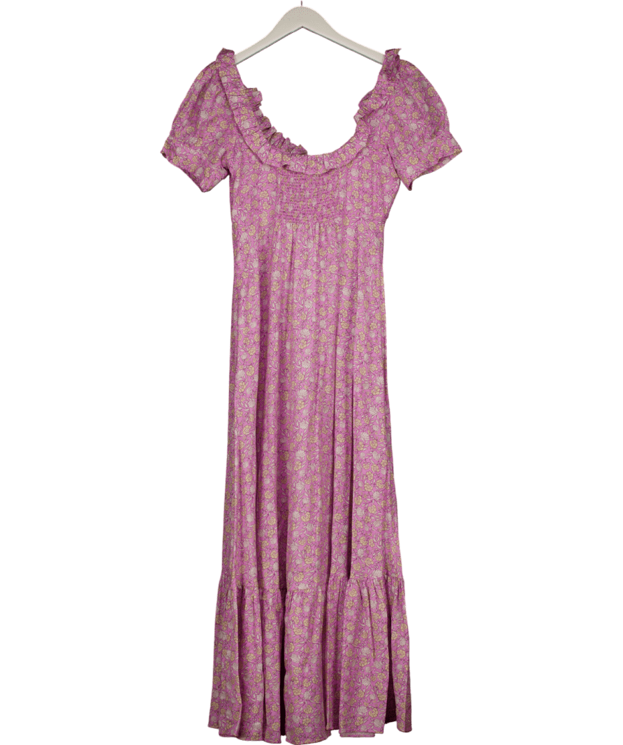 Rixo Purple Sorana Cotton Blend Midi Dress UK 8 - Reliked