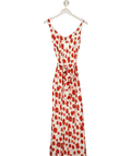 Ro & Zo Cream Ella Red Poppy - print - Neck Scarf Detail Maxi Dress UK 8 - Reliked