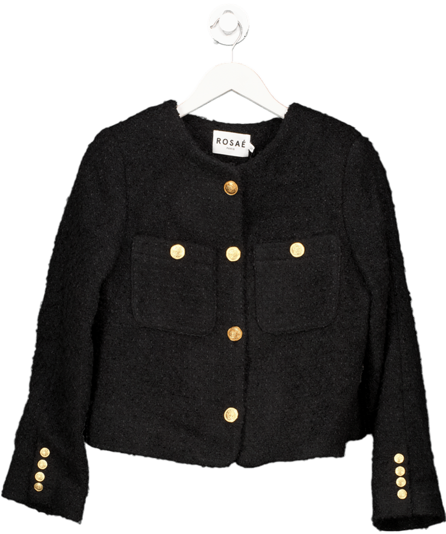 Rosae Black Luxury Italian Tweed Jacket UK 6 - Reliked