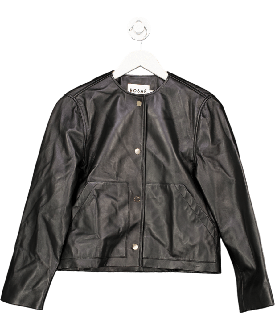 Rosae Paris Black Real Leather Cropped Jacket UK 6 - Reliked
