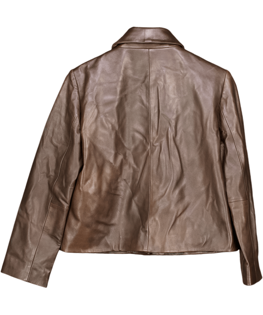 ROSAE PARIS Chocolate Brown Real Leather Jacket UK 6 - Reliked