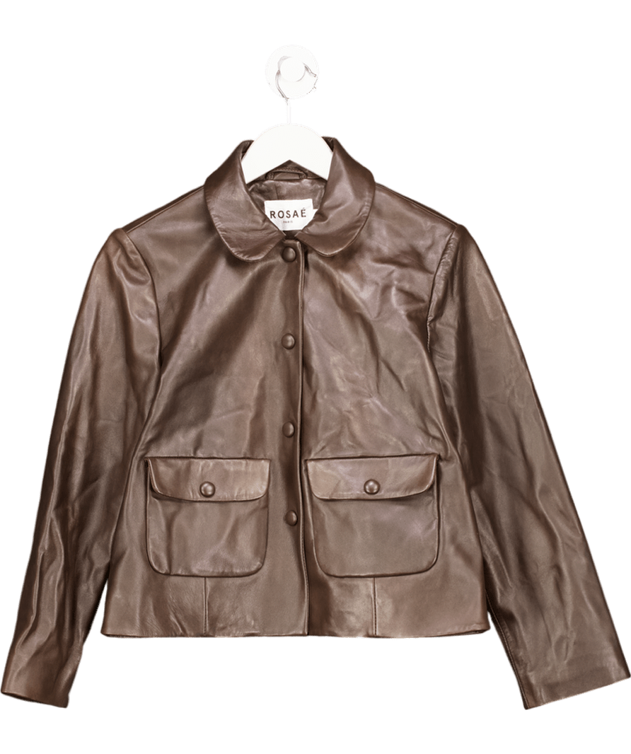 ROSAE PARIS Chocolate Brown Real Leather Jacket UK 6 - Reliked