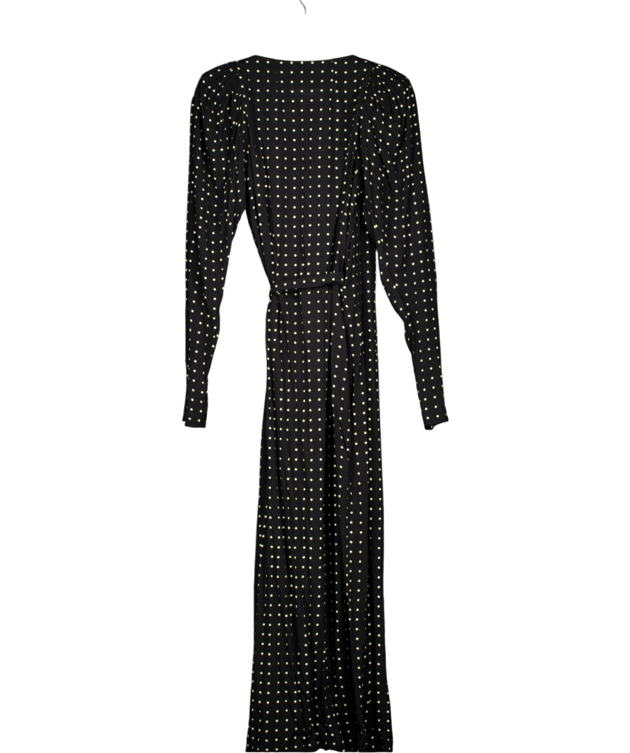 Rotate Birger Christensen Black Polka Dot Brudget Long Wrap Dress De38 UK 12 - Reliked