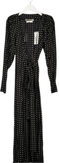 Rotate Birger Christensen Black Polka Dot Brudget Long Wrap Dress De38 UK 12 - Reliked