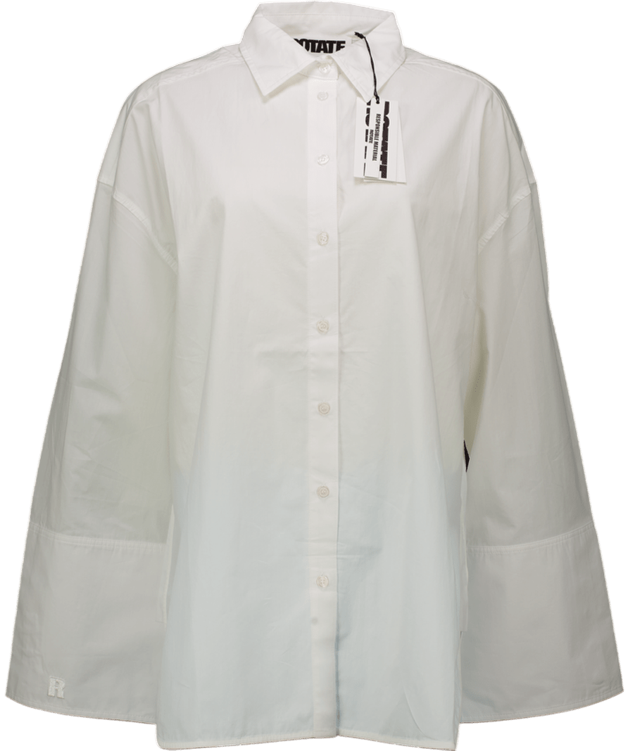 Rotate Birger Christensen White 100% Organic Cotton Poplin Oversized Shirt UK M - Reliked