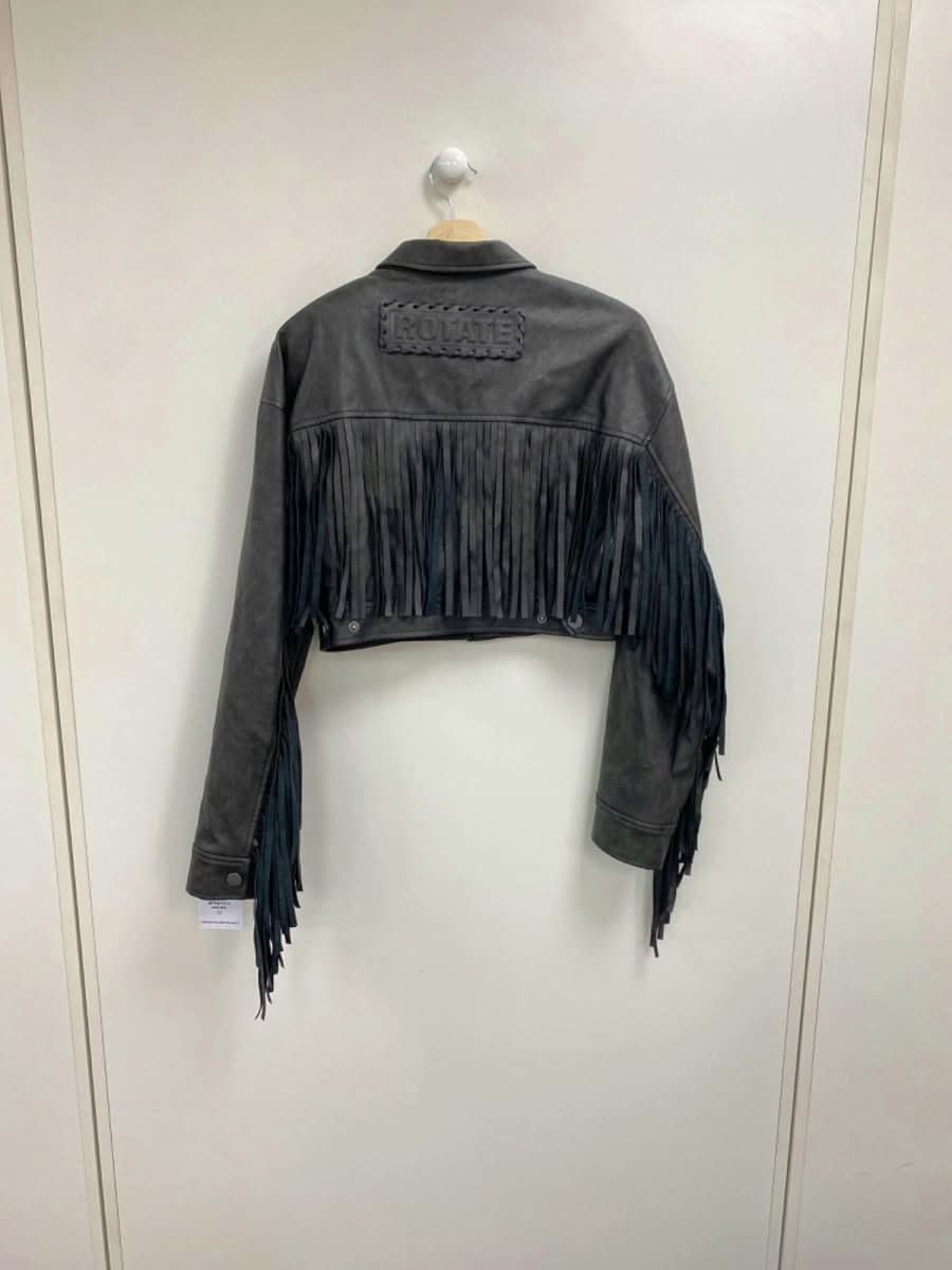 ROTATE Black Fringed Cropped Jacket UK 8 - Reliked
