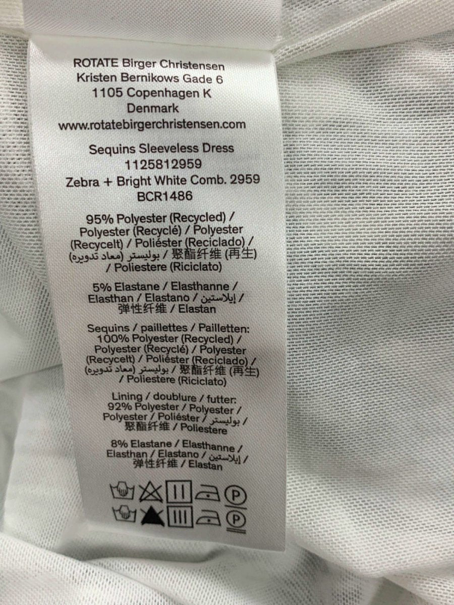 Rotate Bright White Zebra Sequins Sleeveless Dress UK XS - Reliked