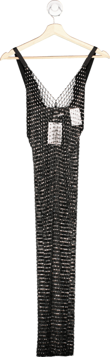 Rotate Grey Crystal - embellished Mesh Dress UK 6 - Reliked
