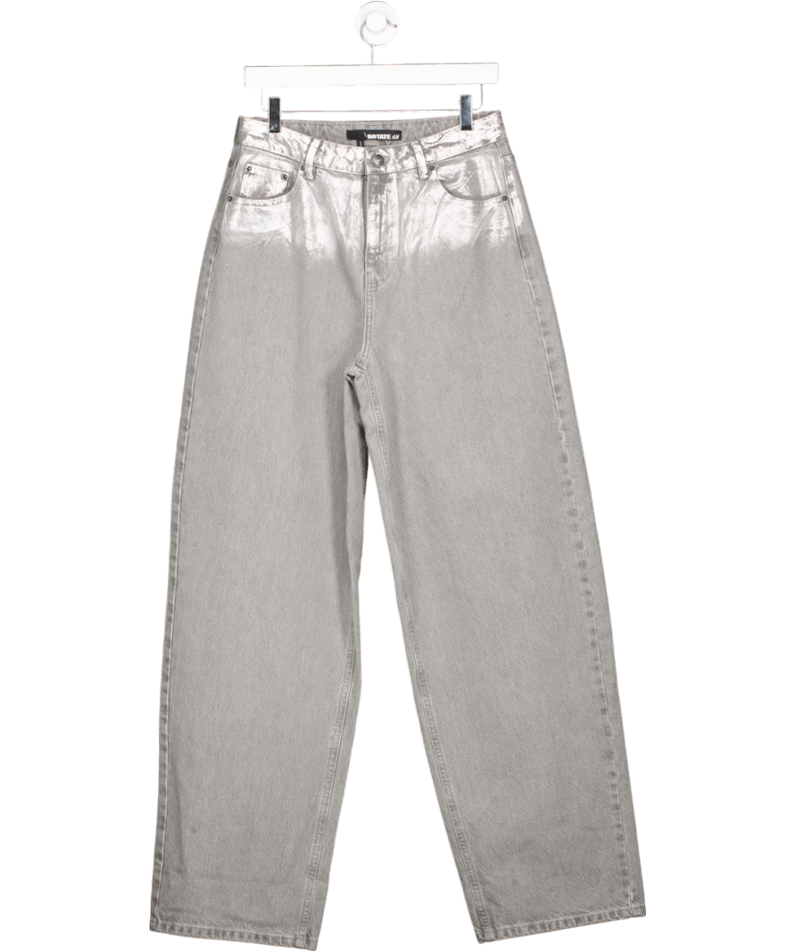 Rotate Grey X H&m Grey/silver Shimmering Wide - leg Jeans W28 - Reliked