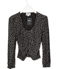 Rouje Black Floral Print Ruches Front Print Blouse Fr40 UK 12 - Reliked