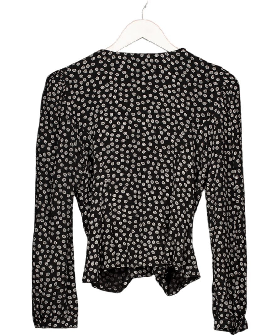 Rouje Black Floral Print Ruches Front Print Blouse Fr40 UK 12 - Reliked