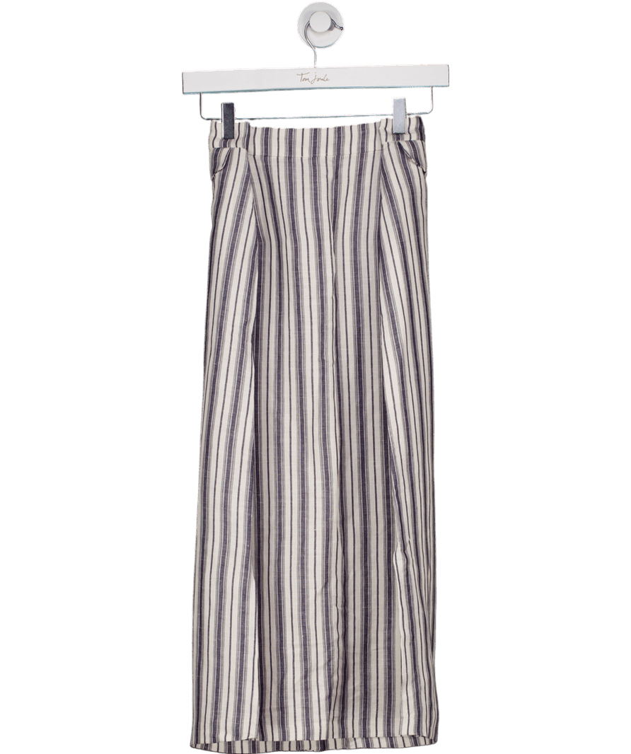 Rouje Blue High - waisted Striped Linen Midi Skirt Fr40 UK 12 - Reliked