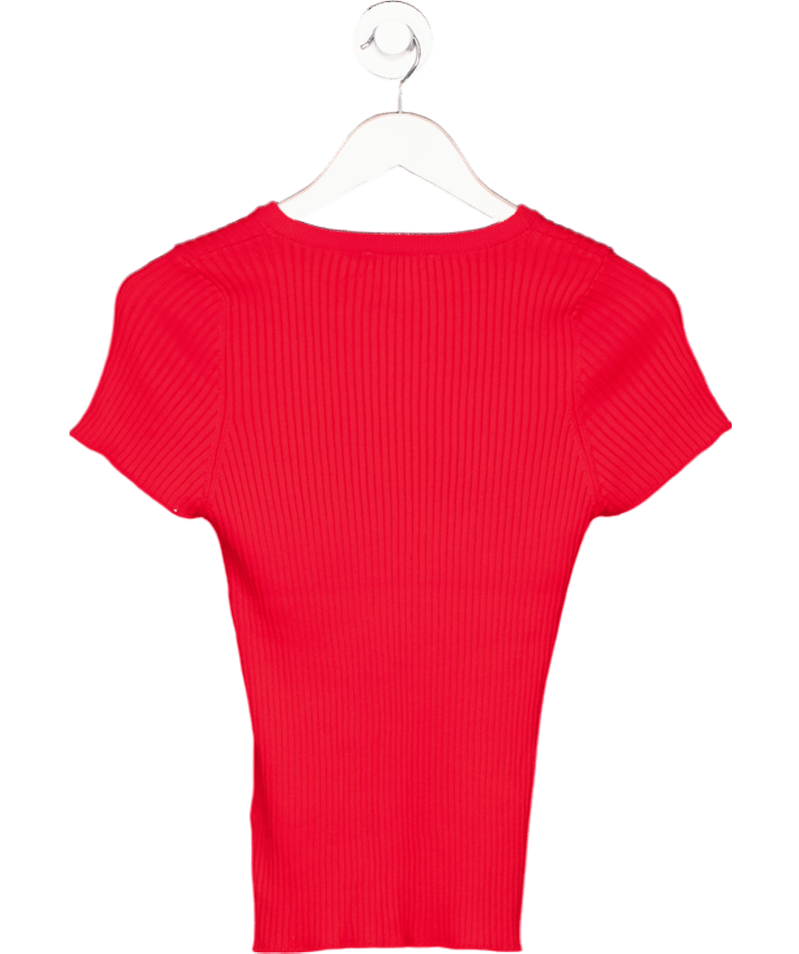 Rouje Paris Red Ribbed Knit T-shirt Fr40 UK 12 - Reliked