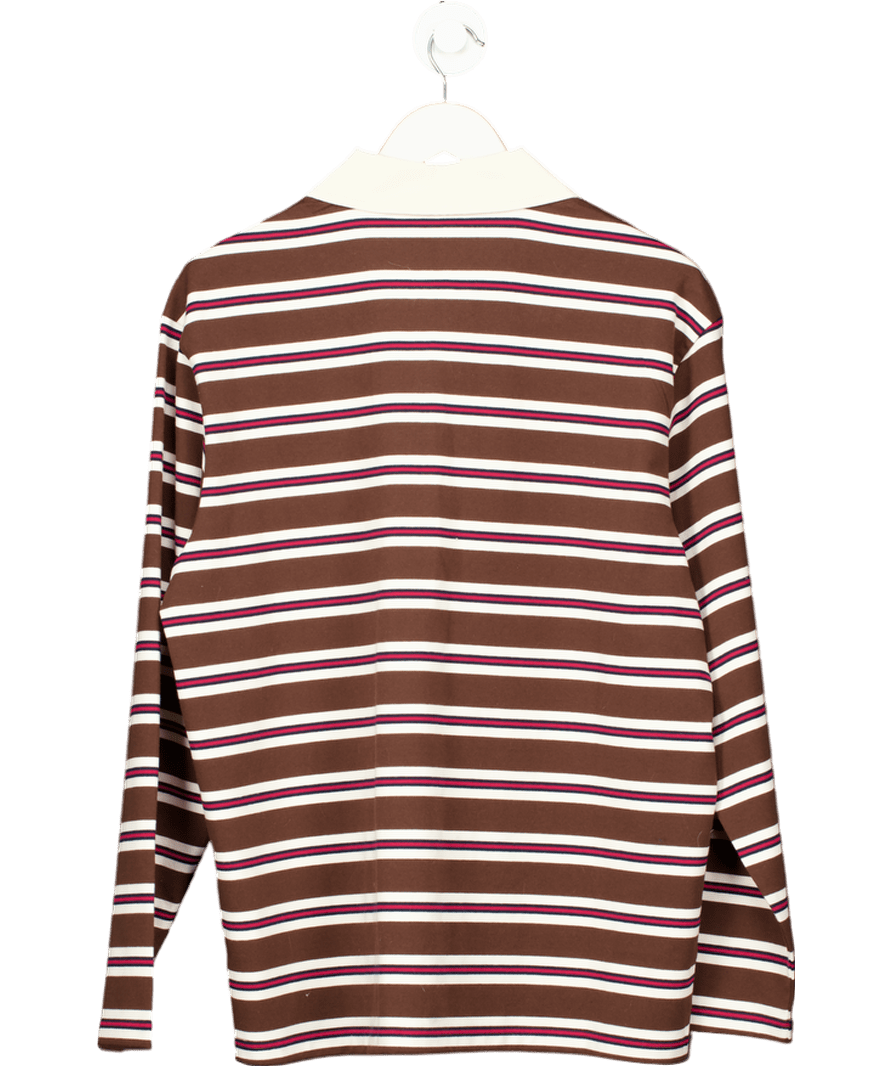 Ru & Rocka Brown Bronco Striped Polo UK S - Reliked