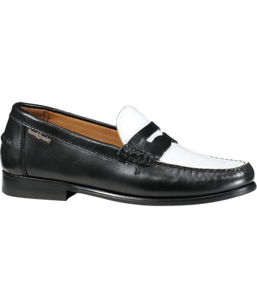 Russell & Bromley Black & White Leather Loafers UK 5 EU 38 👠 - Reliked