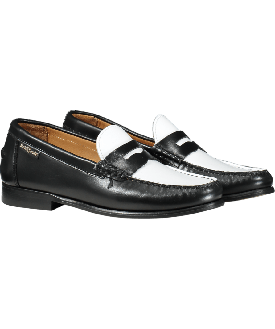 Russell & Bromley Black & White Leather Loafers UK 5 EU 38 👠 - Reliked