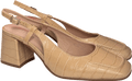 Ruth Langsford Beige Moc Croc Square Toe Heeled Slingback UK 7 EU 40 👠 - Reliked