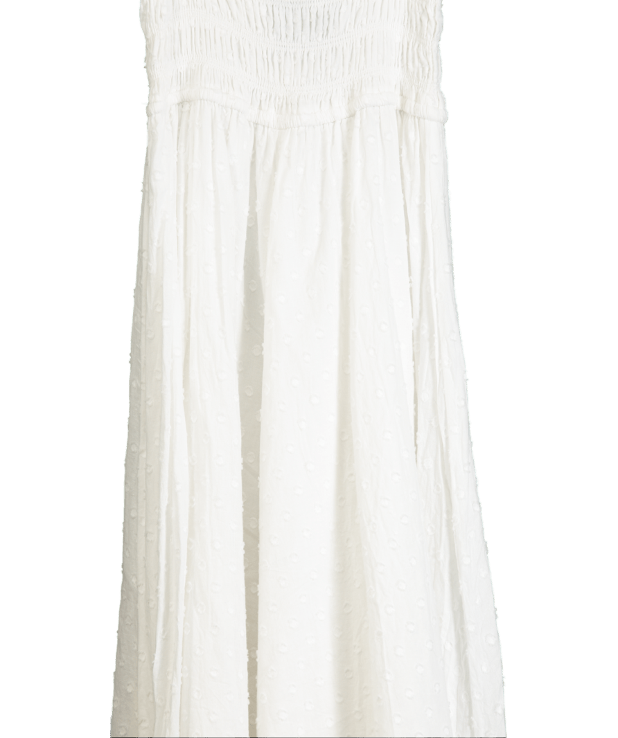 R.Vivimos White Square Neck Floral Midi Dress UK S - Reliked