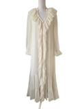 TOPSHOP Cream Frill Chiffon Long Sleeve Maxi Dress UK 14