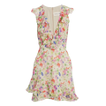 SALONI Cream Cece Ruffled Floral-print Mini Dress UK 10