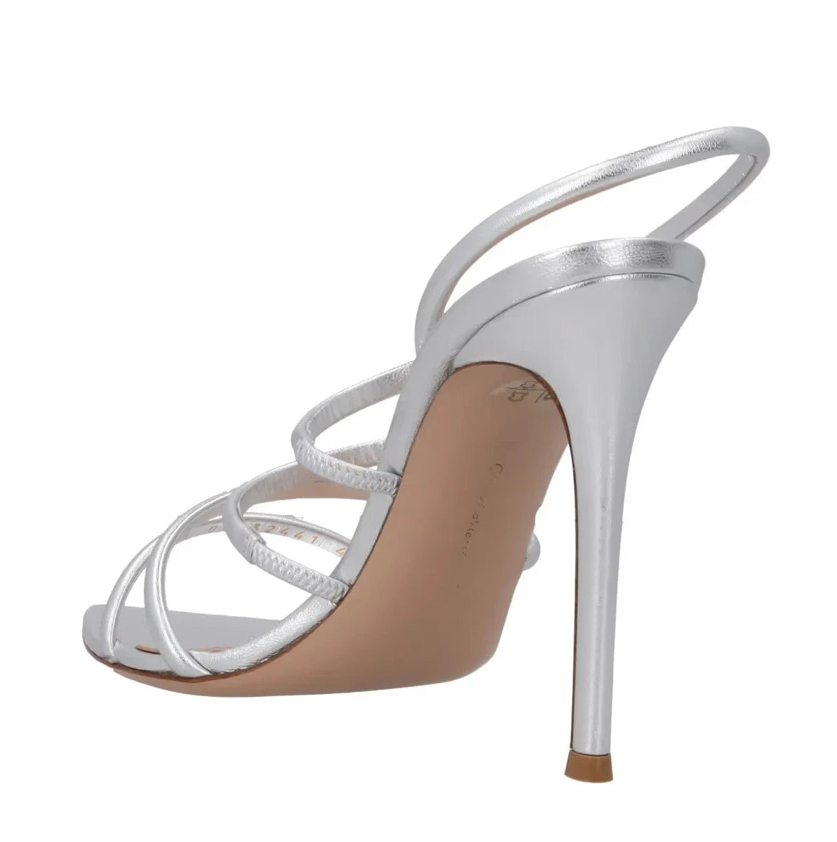 GIANVITO ROSSI Ettie 105 Metallic Silver Leather Sandals UK 7 EU 40 👠