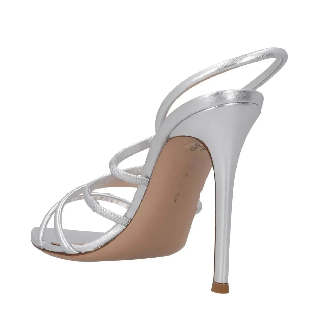 GIANVITO ROSSI Ettie 105 Metallic Silver Leather Sandals UK 7 EU 40 👠