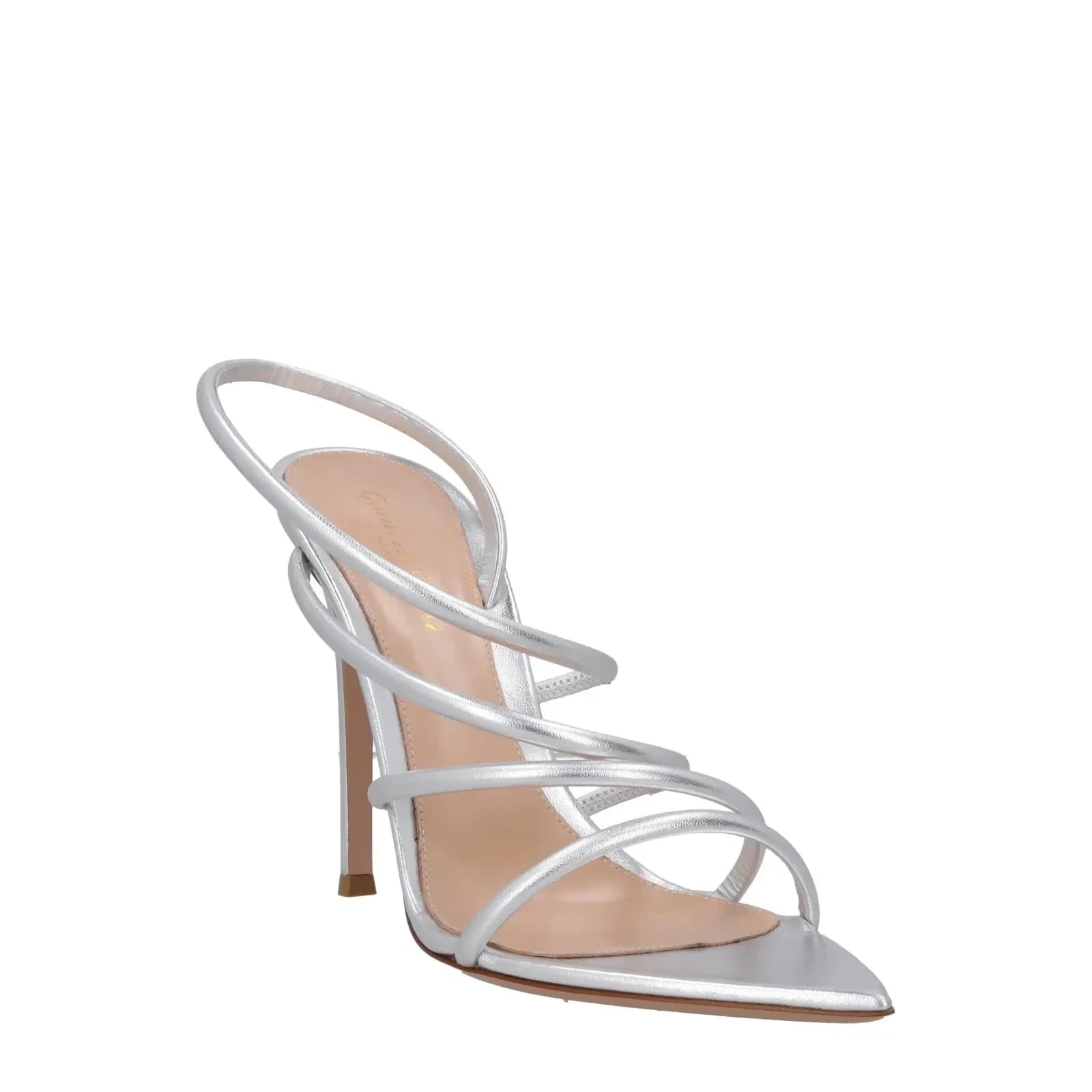 GIANVITO ROSSI Ettie 105 Metallic Silver Leather Sandals UK 7 EU 40